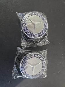 4 Replacement Center Cap For Mercedes Benz Wheel Wheat Blue Wreath 3' Snap - Bild 1 von 3