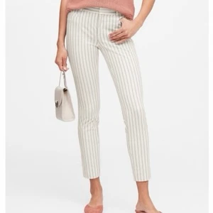 NWT Banana Republic Modern Sloan Pants Stretch Trouser Ankle White Stripes Sz 8 - Picture 1 of 12