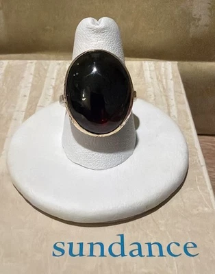 Nuevo con etiquetas Anillo Jes Maharry Plata Bisel Oro Granate Cabujón, Talla 8 Foto 1 de 4