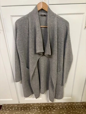 J McLaughlin Cashmere Cardigan Sweater Womens Size M Grey Waterfall Open Front - Image 1 of 4