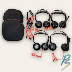 LOT OF 4 - Plantronics C5220T Poly Wired Headset, USB In-Line Controller + Case - Picture 1 of 5