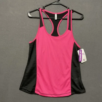 Soffe Dri Racerback Colorblock Athletic Майка Влагоотводящая Розовая S Новая с ценниками - Изображение 1 из 4