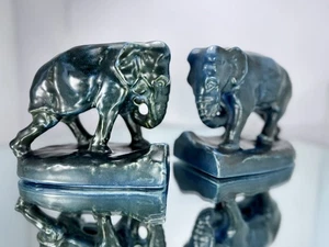 1920 Pristine Rookwood Ceramic Elephant Bookends Pair 2444D 5" Tall - Picture 1 of 4
