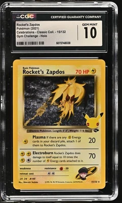 ROCKET'S ZAPDOS Celebrations Gym Challenge Holo #15 CGC 10 Pokemon - Image 1 of 2