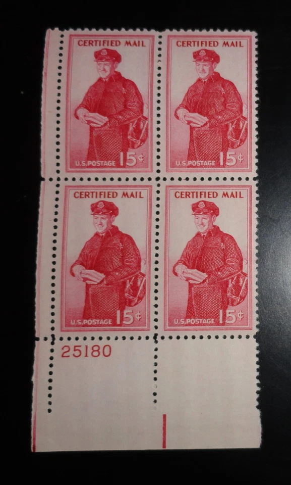 Scott #FA1 Certified Mail Plate Block of 4 Stamps - MNH - Image 1 of 2