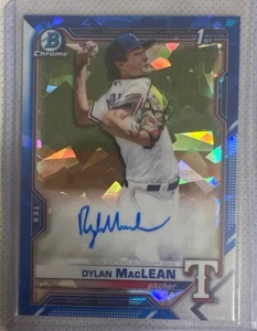 2021 Bowman Chrome Sapphire Dylan MacLean 1st Prospect Auto #BSPA-DMA Rangers - Picture 1 of 2