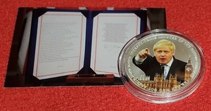 BORIS JOHNSON BREXIT Silver Coin Houses of Parliament London Westminster Europe 