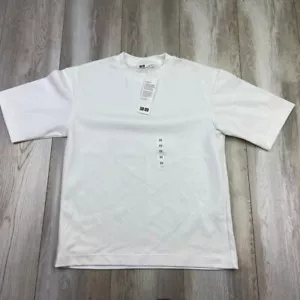 UNIQLO US AIRism Cotton Oversized T-Shirt Mens XS White Short Sleeve Men NEW - Picture 1 of 11