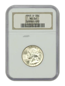 1945-D 25C NGC MS66 - Washington Quarter - Picture 1 of 4