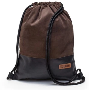 Leon By Bers Premium Turnbeutel Rucksack 35x45cm "BRAUN KORD SCHWARZ" - Bild 1 von 6