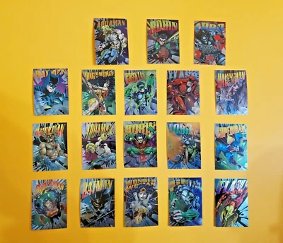 1995 DC LEGENDS POWER CHROME HARD HITTERS 18 CARD SET SUPERMAN / BATMAN - MINT - Image 1 of 4