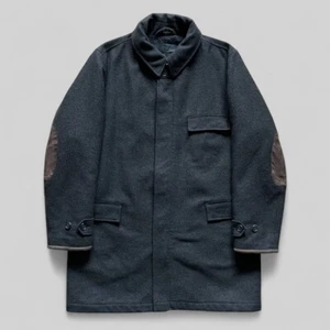 Barbour Men’s ‘Lindisfarne’ Overcoat with Leather Elbow Patches - 46US/UK / 56EU - Picture 1 of 23