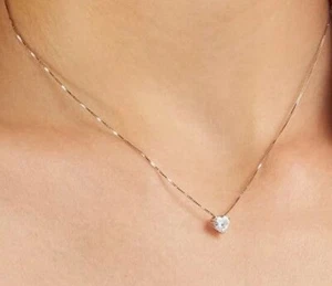 Collana punto luce in argento 925 con zircone A++++ taglio CUORE passante - Imagen 1 de 4