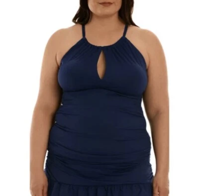 NEW La Blanca Plus Size 18 Island Goddess Tankini Swim Top Keyhole Swimsuit - Image 1 of 4