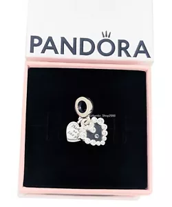 NEW 100% Authentic PANDORA 925 Ale Silver Sparkling Heart Double Charm 793765C01 - Picture 1 of 9