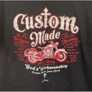 Camiseta de motociclista religiosa grande hecha a medida God's Wormanship - Imagen 1 de 4