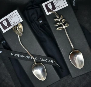 Museum Cycladic Art Sterling Silver Spoons Greek Greece Cyclades Aegean Islands - Picture 1 of 9