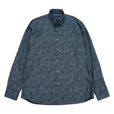 Etro Shirt Mens 41 Black Blue Cotton Paisley Print Long Sleeve Smart Dress BNWT - Image 1 of 4