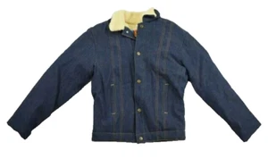 Vintage NOS Boys Key Imperial 11.25oz Sherpa Lined Denim Snap Buttoned Jacket 16 - Picture 1 of 10