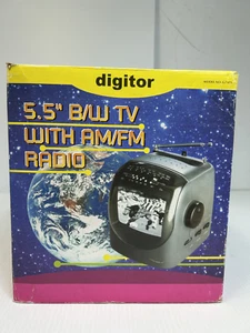 BOXED Digitor 5.5" Black & White CRT TV , model G7109 + accessories , WORKING - Picture 1 of 22
