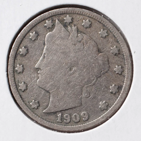 1909-P  5C Liberty V Nickel - VG  (actual coin pictured) Cover