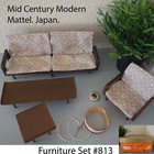 😍Barbie Modern Wood Furniture Set #813 TLC w Box Vintage Japan HTF 1958 LOOK🤎