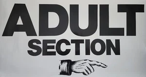 Vintage Adult Section Video Rental Store Sign Poster 24x48 70s 80s Damage - Picture 1 of 13