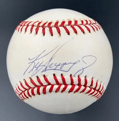 KEN GRIFFEY JR AUTOGRAPHED BOBBY BROWN ROA BASEBALL JSA COA NICE SNOW WHITE BALL - Image 1 of 4