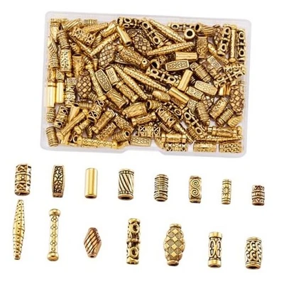  150 piezas de cuentas espaciadoras de barra de tubo de oro antiguo tibetano, tubo, 150 piezas Foto 1 de 4