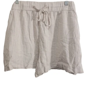 Time & Tru Women's Cream Shorts XXXL (22) Tan Striped Linen Blend Relaxed Casual - Picture 1 of 12