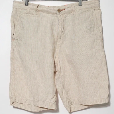 Tommy Bahama Short Mens 34 Brow Striped 100% Linen Relaxed Lightweight Beach - Image 1 of 4
