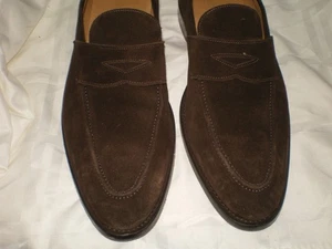 HARDLY WORN Suit Supply Made in Italy Brown Suede Loafer 45 US Mens 12 - Imagen 1 de 10