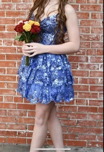 Sherri Hill #55804 Periwinkle cocktail dress - Picture 1 of 6