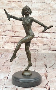 ART DECO TALL CLASSIC DANCER SIGNED CHIPARUS BRONZE FIGURINE SCULPTURE NR - Picture 1 of 10