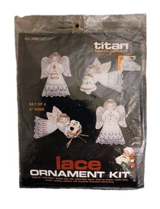 Kit artesanal de adorno de encaje de ángel Titan Needlecraft nuevo de colección 1985 sellado de Navidad    - Imagen 1 de 5