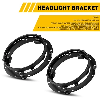 2 件黑色车头灯安装支架适用于吉普牧马人 JK 2007 - 2016 — 第 1/4 张图片