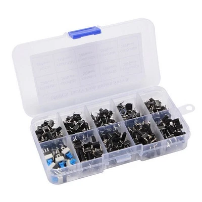 180PCS Mini Tactile Push Button Switch 10 Values Momentary Tact Assortment Kit - Image 1 of 4
