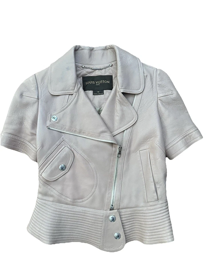 Louis Vuitton Dusty Pink Leather Short Sleeve Jacket Size 36 Womens Pre-Owned - Image 1 of 4