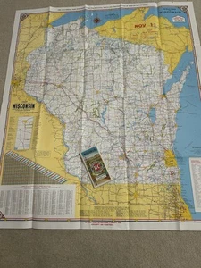 1969 Wisconsin Highway Map Department of Transportation DOT New HUGE +Sinclair - Picture 1 of 20