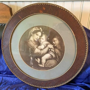 MB1318 Antique Madonna of the Chair by Raphael Fine Print Round Frame Glazed - Bild 1 von 4