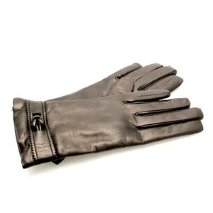 NEW ENNEGI Gloves Female Leather Black Italy - 3C-7 - Picture 1 of 2