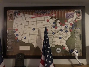 Baseball Ballparks Bucket List Karte MLB 33x20 Holzrahmen Pins Vergangenheit/Gegenwart - Bild 1 von 4