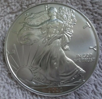 2020 American Silver Eagle 1 oz Coin $1 Dollar From US Mint Sealed Roll BU EX - Image 1 of 4