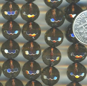 SMOKY QUARTZ  Smoky Quartz 10mm Micro-Faceted Rounds 16" strand 128 Facet! - Picture 1 of 2