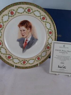 Royal Doulton Prince Harry Plate 21st Birthday Boxed 27 cm Ltd Edition 1000 COA - Image 1 of 4