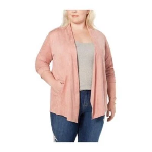 Style & Co. Womens Faux-Suede Open Front Jacket Blush Pink Size 2X NWT - Picture 1 of 9