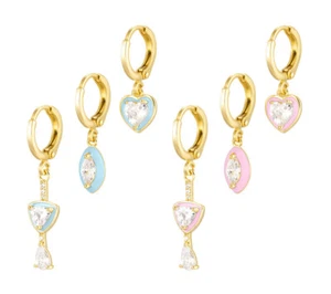 Pendientes Acero Inox Mujer Pendientes Set De Aros Blanco Rosa Oro Beauty Dorado - Imagen 1 de 4