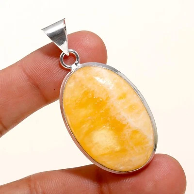 Colgante de plata de ley 925 hecho a mano con piedras preciosas de aventurina amarilla regalo para ella Foto 1 de 4