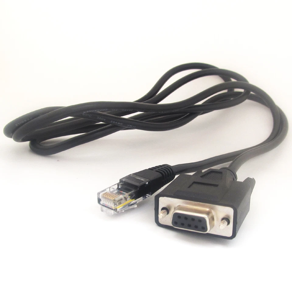 1pc 1.5M/5FT Black RJ45 Male to Serial DB9 9pin Female Lan Router Adapter Cable - Image 1 of 4