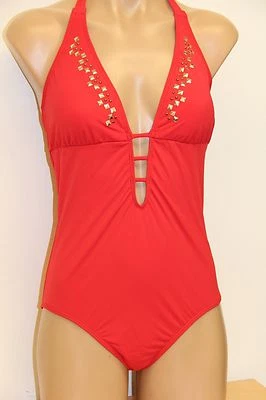 NWT Guess Los Angeles Swimsuit 1 one piece Red Gold Beads - Image 1 of 3